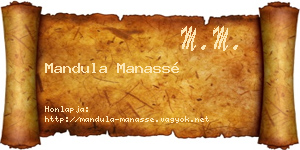Mandula Manassé névjegykártya